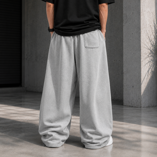 Classic Oversized Grey & Black Baggy Sweatpants | Wide-Leg Streetwear Joggers