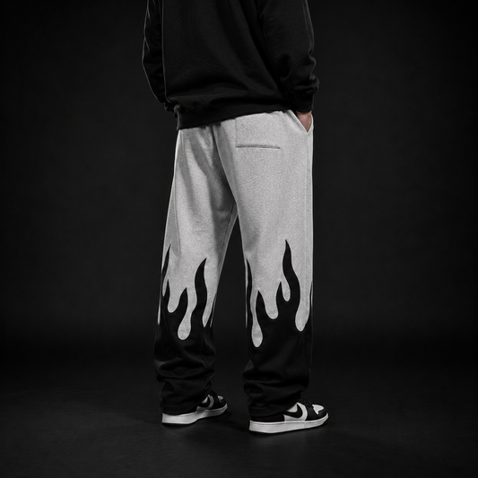 Black & White Flame Track Pants