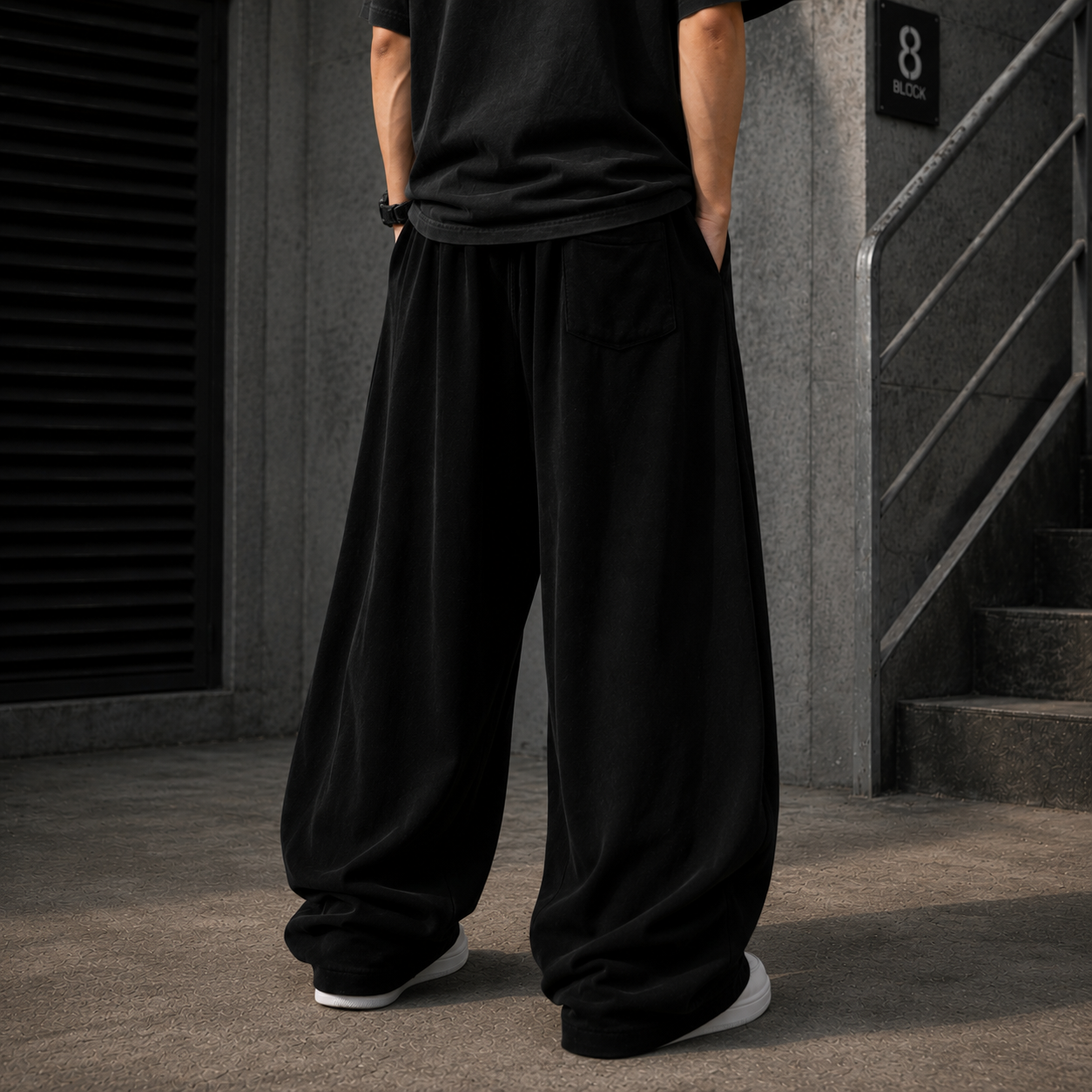 Classic Oversized Grey & Black Baggy Sweatpants | Wide-Leg Streetwear Joggers