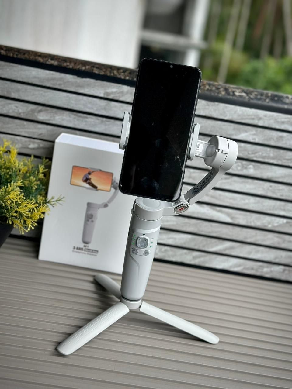 3-Axis Smartphone Gimbal Stabilizer with Tripod & Magnetic Phone Clamp