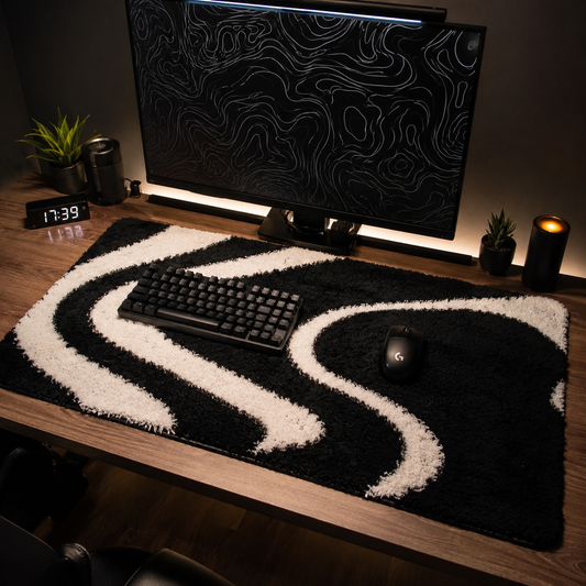 Premium Abstract Tufted XXL Desk Mat – Soft Plush Gaming & Office Mouse Pad