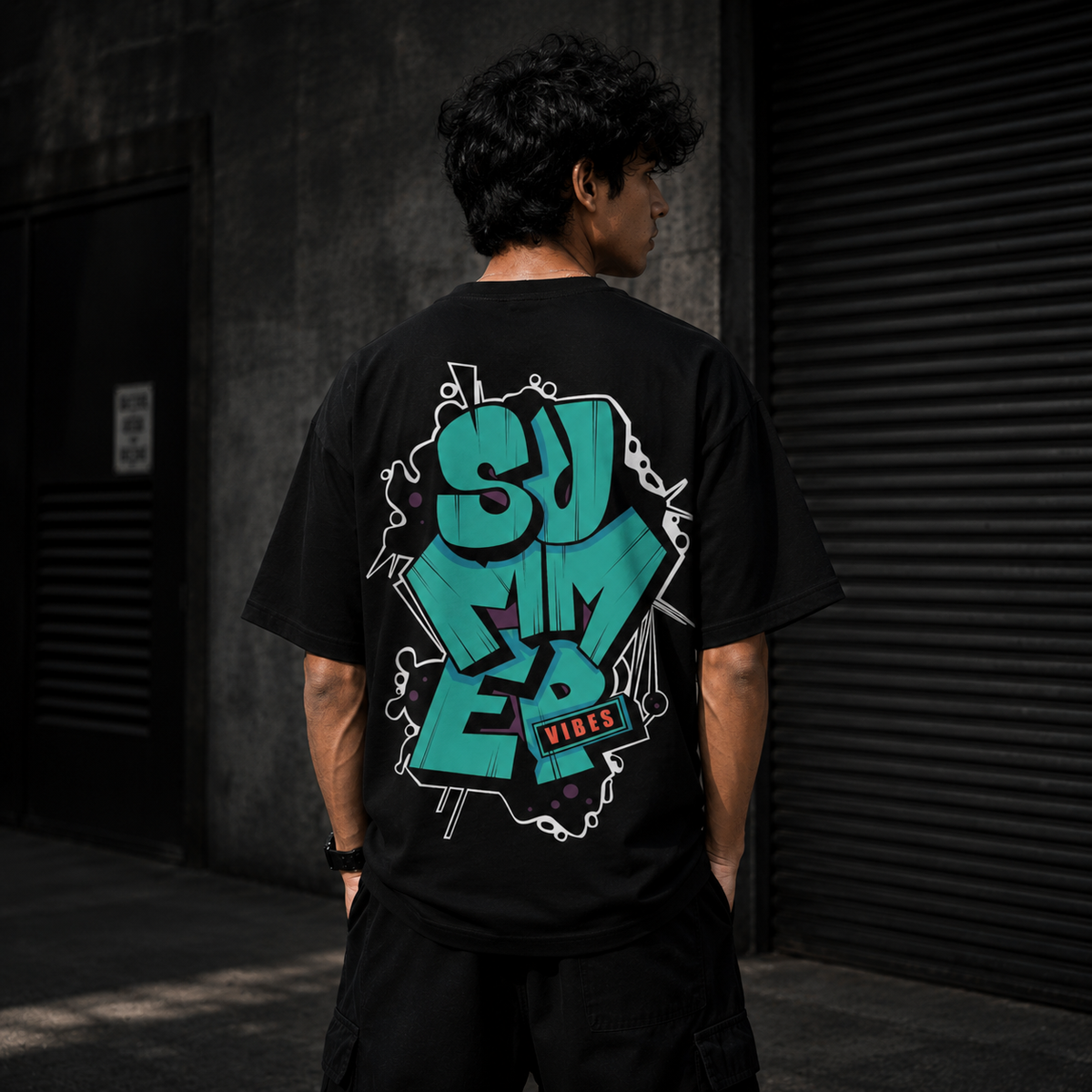 Summer Vibes Graffiti Oversized Black T-Shirt | Premium Streetwear Tee