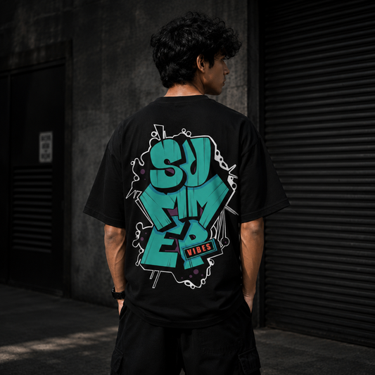 Summer Vibes Graffiti Oversized Black T-Shirt | Premium Streetwear Tee