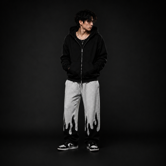 Black & White Flame Track Pants